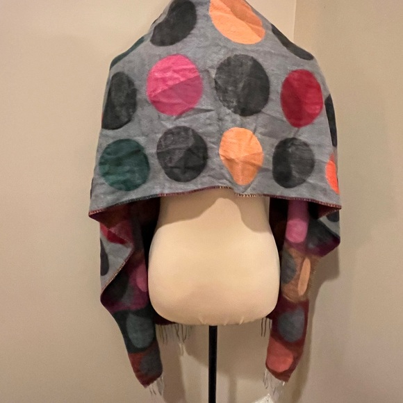 Fraas Gray Scarf with Colorful Polka Dots - Picture 3 of 6